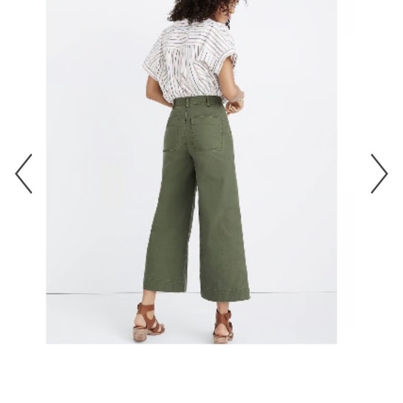 Madewell Olive Green Wide-Leg Pants - Picture 2 of 4